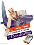 1938 Fastest Way to Smoking Pleasure Via Chesterfield. They Satisfy