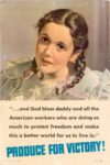 1942 '... and God bless daddy and all the American workers who are doing so much to protect...' Produce For Victory!