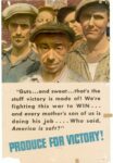 1942 'Guts... and sweat... that's the stuff victory is made of!...' Produce For Victory!