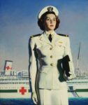 1942 Navy Nurse With Hospital Ship by John Falter