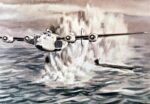 1943 Start of a new hunting season. A US Navy PB4Y destroys a German submarine in the Bay of Biscay by Dwight Shepler