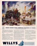 1944 Willys Jeep. Smoke Screen Saves American Soldiers in Tunisia