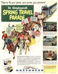 1951 Trips to fit your plans, your purse, your pleasure. In Greyhound's Spring Travel Parade