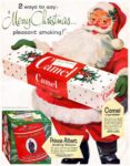 1952 2 ways to say. 'Merry Christmas ... pleasant smoking!' Camel, Prince Albert
