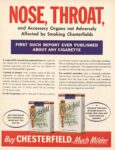1952 Nose, Throat, and Accessory Organs not Adversely Affected by Smoking Chesterfield