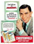 1954 Like I tell you on Dragnet - smokers by the thousands now changing to Chesterfield. Jack Webb