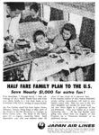 1960. Half Fare Family Plan To The U.S. JAL Japan Air Lines