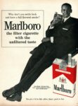 1961 Why don't you settle back and have a full-flavored smoke. Marlboro. Ernie Banks - Chicago Cubs, twice voted the National League's most valuable