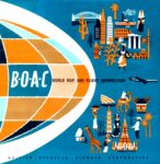 1962 BOAC World Map And Flight Information. British Overseas Airways Corporation