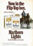 1980 Now in the Flip-Top Box. Marlboro Lights. The spirit of Marlboro in a low tar cigarette