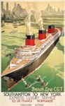 1936 French Line C.G.T. Southampton To New York. Express Luxury Service. 'Ile De France' 'Normandie'