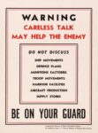 1942-45 Warning Careless Talk May Help The Enemy. Be On Your Guard