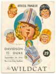 1942 Official Program. Davidson vs. Duke. Borman Gray Stadium. The Wildcat