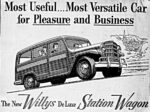 1953 Willys De Luxe Station Wagon. Most Useful... Most Versatile Car for Pleasure and Business