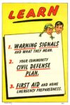 1957 Learn. 1. Warning Signals.. 2 Your Community Civil Defense Plan. 3. First Aid