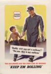 1944 Union Pacific. 'Daddy, ain't you got a uniform.' 'Yes, son, this is my uniform'. The Railroads Are The First Line Of Defense. 'Keep 'Em Rolling'
