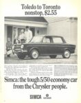 1967 Simca 1000. Toledo to Toronto nonstop, $2.55