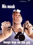 1942 His mask keeps him on the job