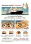 1951 Modern-American-Living sails the Sun-Lane to Europe. American Export Lines