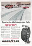 1959 Suburbanites bite through snow that’s Hup-Cap Deep! GoodYear