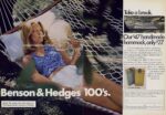 1974 America's Favorite Cigarette Break. Benson & Hedges 100's
