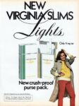 1980 New Virginia Slims Lights. New crush-proof purse pack