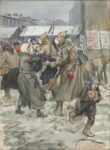 Free trade in Petrograd. Military helping themselves in a market place (1922 December) by Ivan Vladimirov