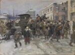 Hungry workmen in Petrograd robbing a military lorry of bread (1920) by Ivan Vladimirov