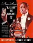 1937 Pleasure Bound. 'Light' Is Right. Schenley's Light Red Label