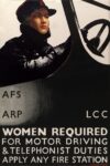 1941 AFS ARP LCC. Women Required For Motor Driving & Telephonist Duties. Apply Any Fire Station