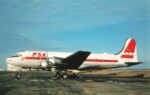 1960 PSA Douglas DC-4 Postcard at Oakland Retired