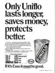1969 Only Uniflo lasts longer, saves money, protects better. Esso