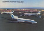 1985 Keflavik Airport Iceland, Icelandair 727 and DC-8 Postcard TF-FLG