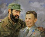 Fidel Castro and Yuri Gagarin, painting by Nikolai Petrov, 1983.