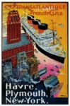 1922 Cie. Gie. Transatlantique French Line. Havre, Plymouth, New-York