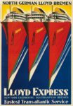 1929 North German Lloyd Bremen. Lloyd Express New York - Cherbourg - Southampton - Bremen