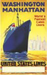 1933 Washinton Manhattan. World's Fastest Cabin Liners. United States Lines
