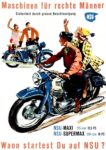 1957 Maschinen für rechte Männer. Sicherheit durch grosse Beschleunigung. NSU