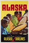 1969 Alaska. Eskimo Drummers Chant at Nome. Golden Nugget Jet Service. Alaska Airlines