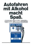 1969 Autofahren mit Alkohol macht Spaß. Aral Super