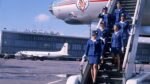 1974 Aeroflot flight attendants at Moscow Domodedovo airport. Photo by Galina Kmit, USSR