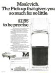 1977 Moskvitch Pick-up. The Pick-up that gives you so much for so little