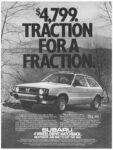 1980 Subaru 4 Wheel Drive Hatchback. $4,799. Traction For A Fraction