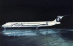 1990 Alaska Airlines MD-80 at Night Postcard3