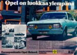 1970 Opel Rekord. Opel on luokkaa ylempänä