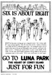 1925 Six Is About Right. Go To Luna Park. The Heart of Coney Island. Just For Fun