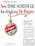 1959 Timetable Change. New Time Schedule for drinking Dr Pepper