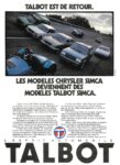 1979 Talbot Est De Retour. Les Modeles Chrysler Simca Deviennent Des Modeles Talbot Simca