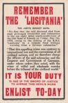 1915 Remember The 'Lusitania'. It Is Your Duty. Enlist To-Day