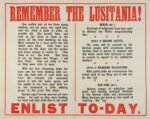 1915 Remember The Lusitania! Enlist To-Day